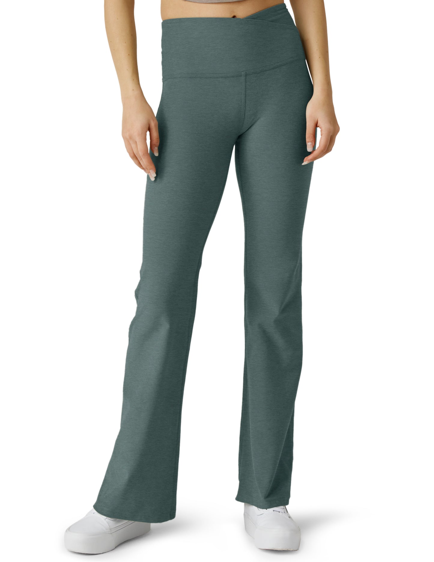 BEYOND YOGA SPACEDYE AT YOUR LEISURE HIGH WAISTED BOOTCUT PANT STORM HEATHER