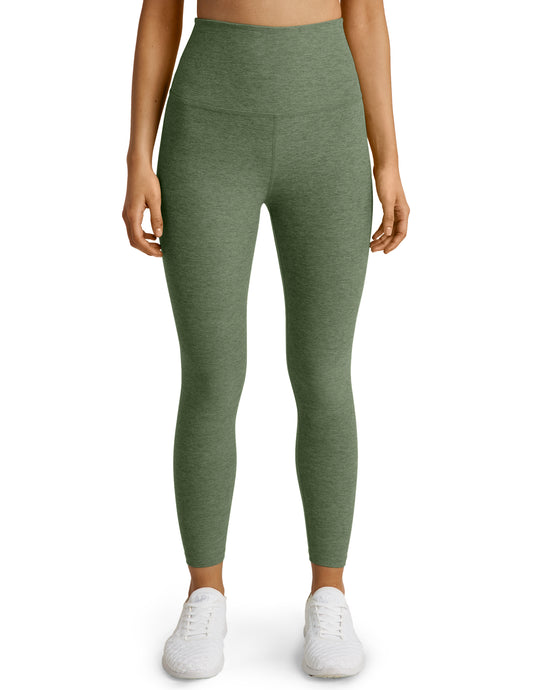 BEYOND YOGA CAUGHT IN THE MIDI HIGH WAISTED LEGGING MOSS GREEN HEATHER