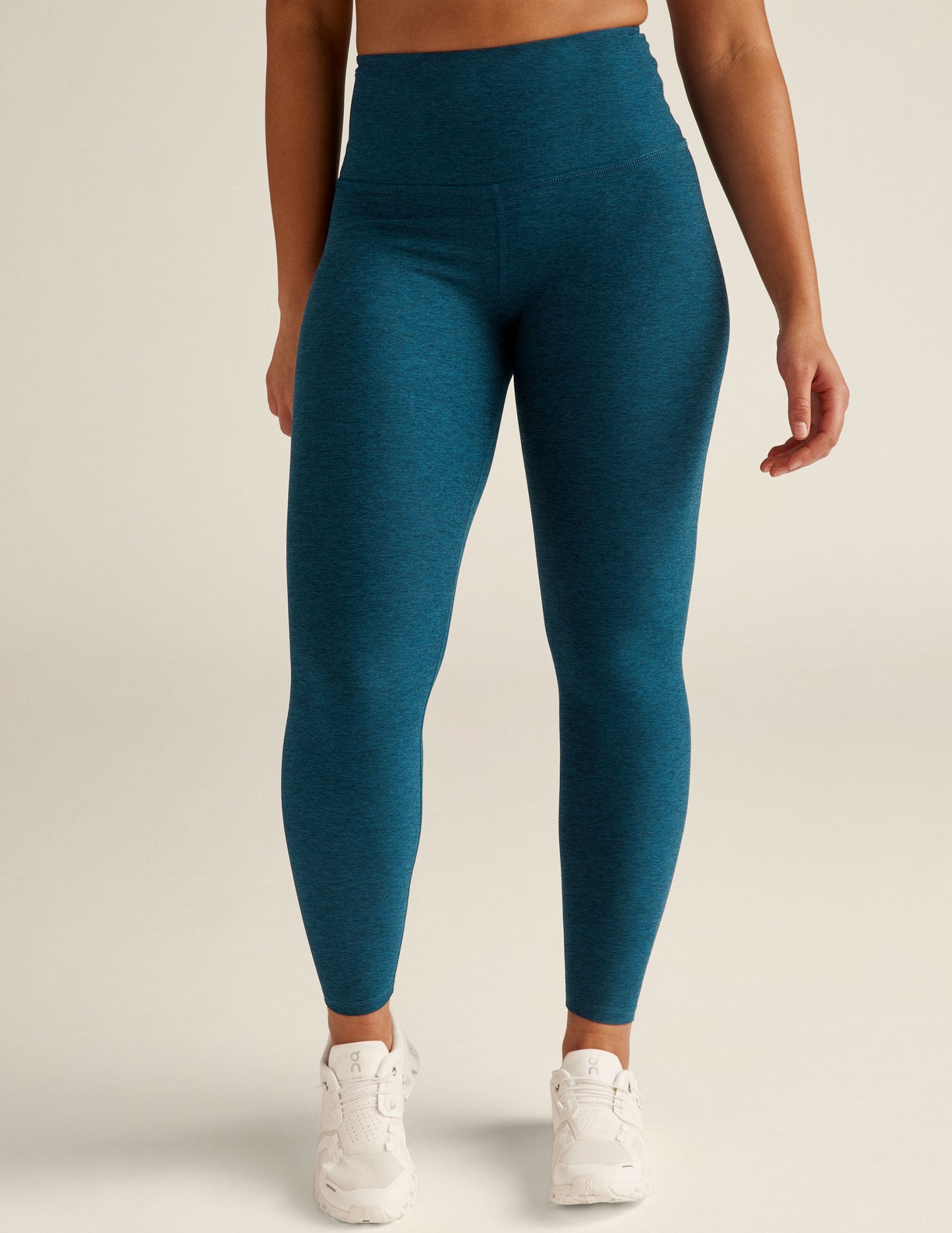 BEYOND YOGA SPACEDYE CAUGHT IN THE MIDI HIGH WAISTED LEGGING BLUE GEM HEATHER