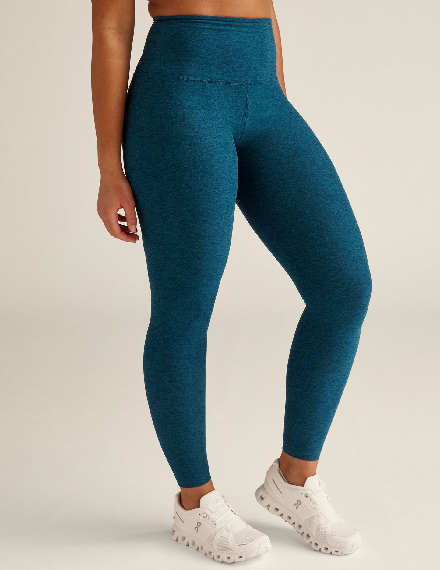 BEYOND YOGA SPACEDYE CAUGHT IN THE MIDI HIGH WAISTED LEGGING BLUE GEM HEATHER