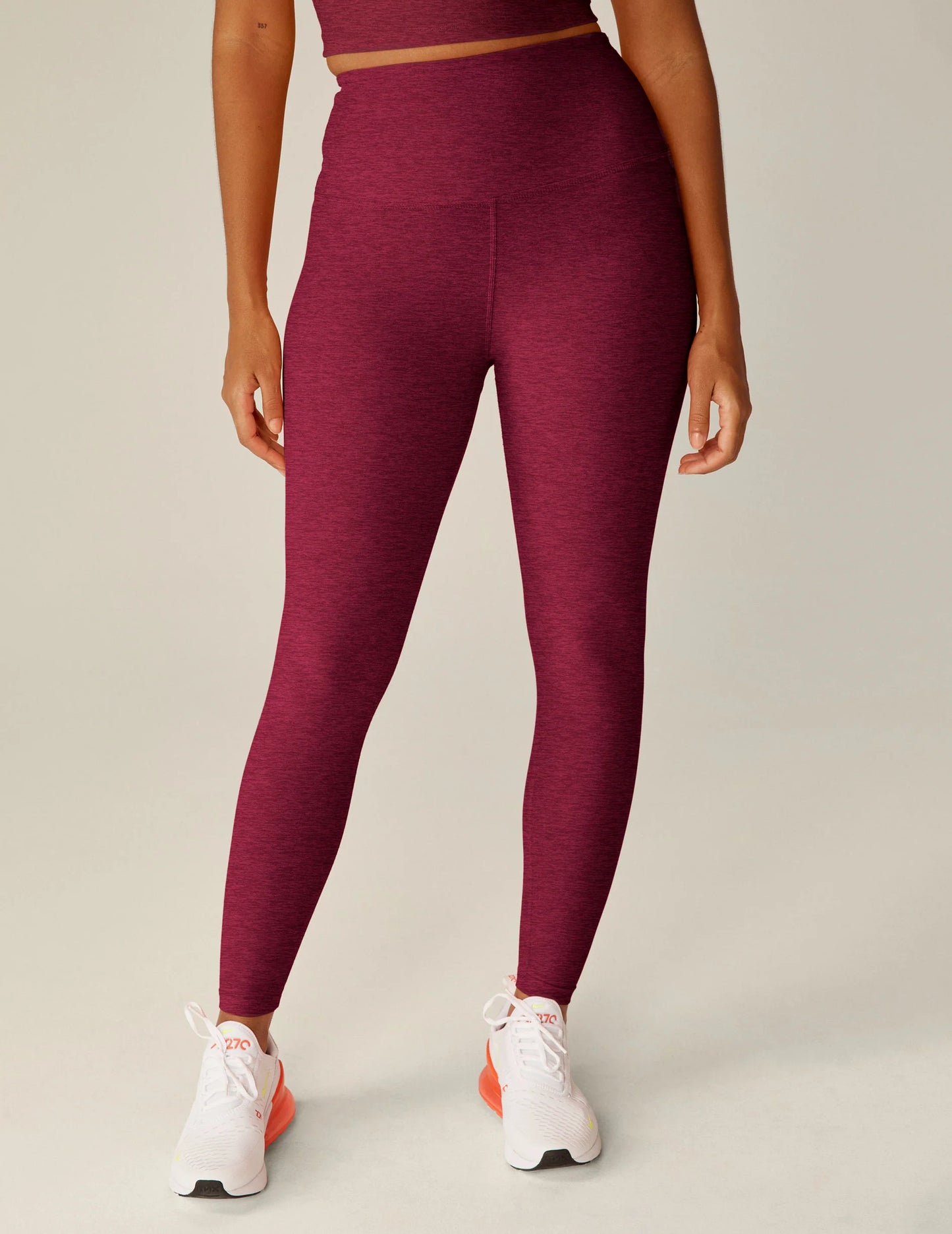 BEYOND YOGA SPACEDYE CAUGHT IN THE MIDI HIGH WAISTED LEGGING BORDEAUX HEATHER