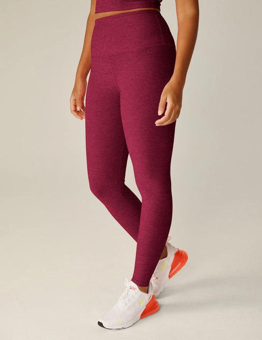 BEYOND YOGA SPACEDYE CAUGHT IN THE MIDI HIGH WAISTED LEGGING BORDEAUX HEATHER