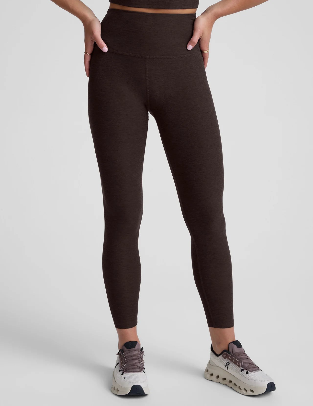 BEYOND YOGA SPACEDYE CAUGHT IN THE MIDI HIGH WAIST LEGGING DARK CHOCOLATE HEATHER