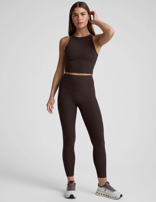 BEYOND YOGA SPACEDYE CAUGHT IN THE MIDI HIGH WAIST LEGGING DARK CHOCOLATE HEATHER