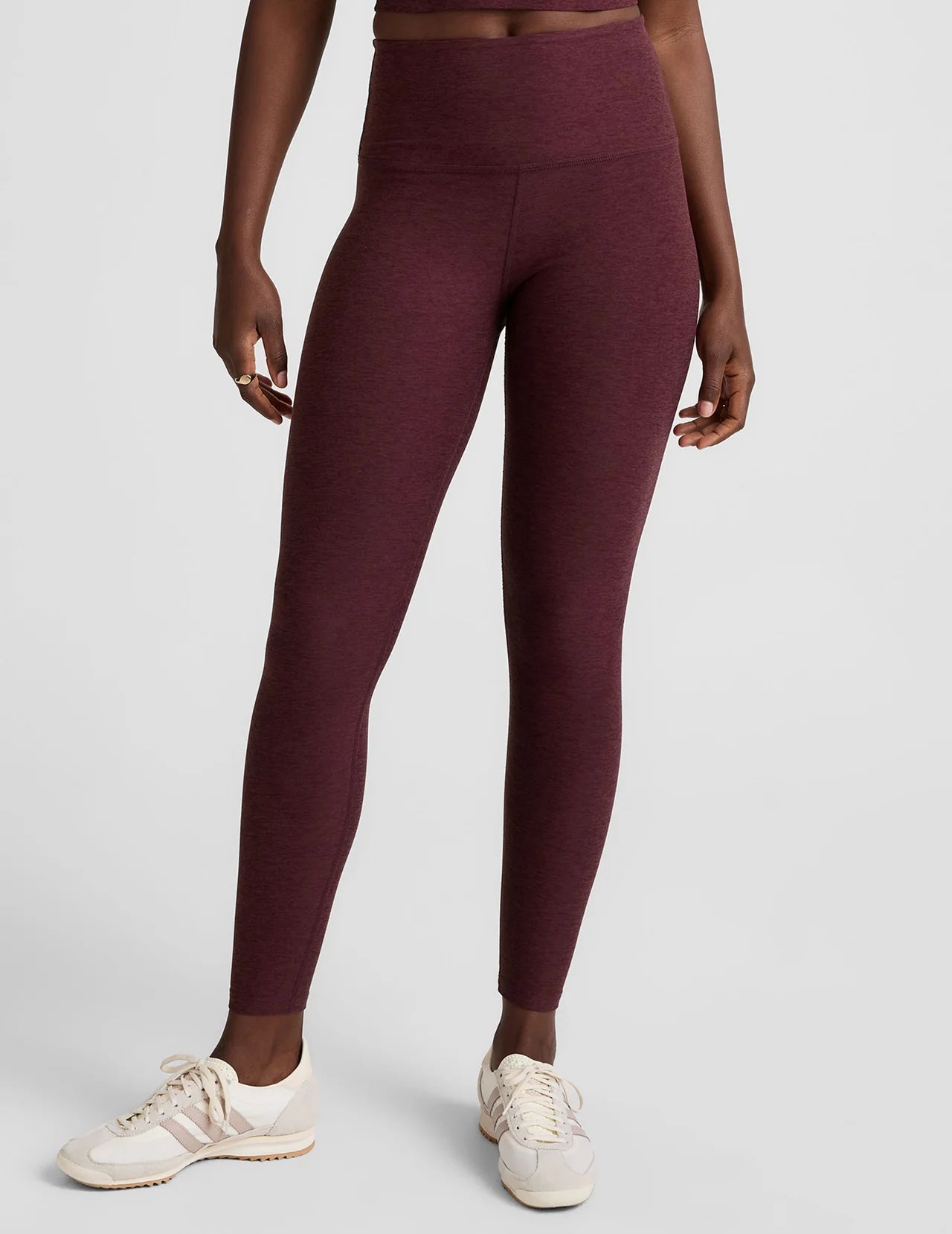 BEYOND YOGA CAUGHT IN THE MIDI HIGH WAISTED LEGGING MIDNIGHT BURGUNDY HEATHER