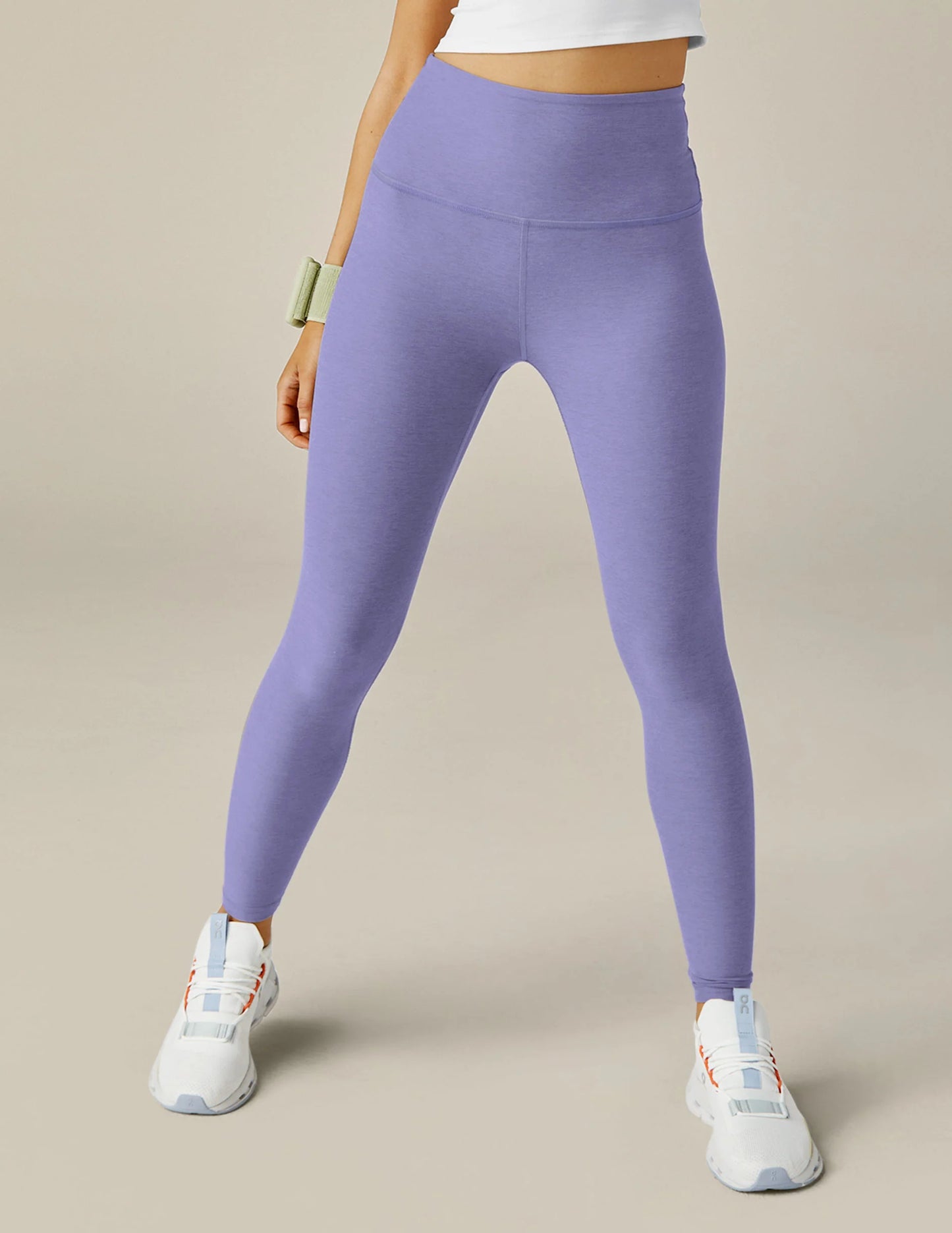 BEYOND YOGA SPACEDYE CAUGHT IN THE MIDI HIGH WAISTED LEGGING PERIWINKLE CLOUD HEATHER