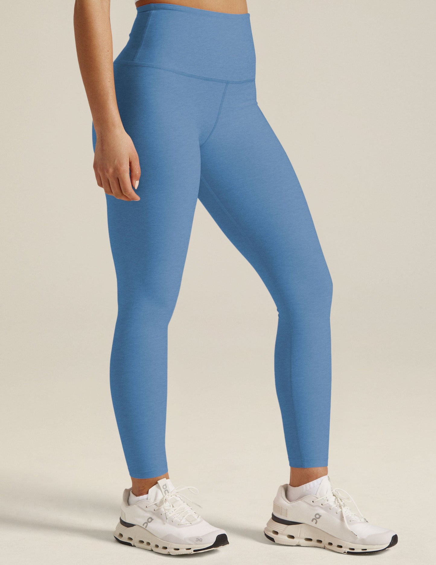 BEYOND YOGA CAUGHT IN THE MIDI HIGH WAISTED LEGGING SKY BLUE HEATHER