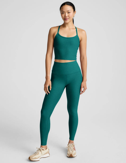BEYOND YOGA SPACEDYE CAUGHT IN THE MIDI HIGH WAISTED LEGGING TEAL SEA HEATHER