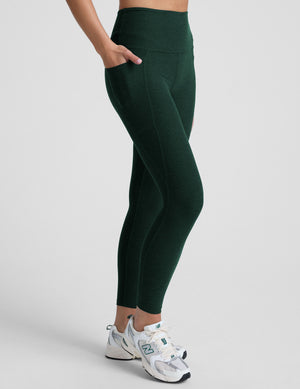 BEYOND YOGA SPACEDYE GO POCKET HIGH WAISTED MIDI LEGGING DARK SPRUCE HEATHER