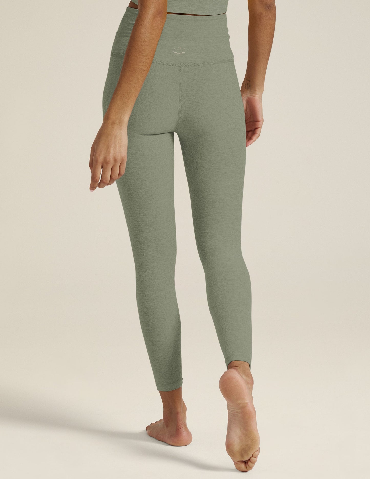 BEYOND YOGA SPACEDYE AT YOUR LEISURE HIGH WAIST MIDI LEGGING GREY SAGE HEATHER