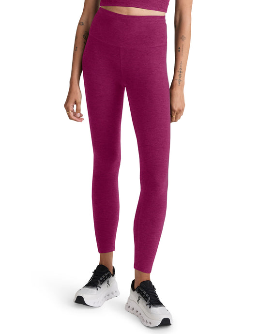 BEYOND YOGA SPACEDYE SPIN OUT LEGGING MAGENTA HEATHER