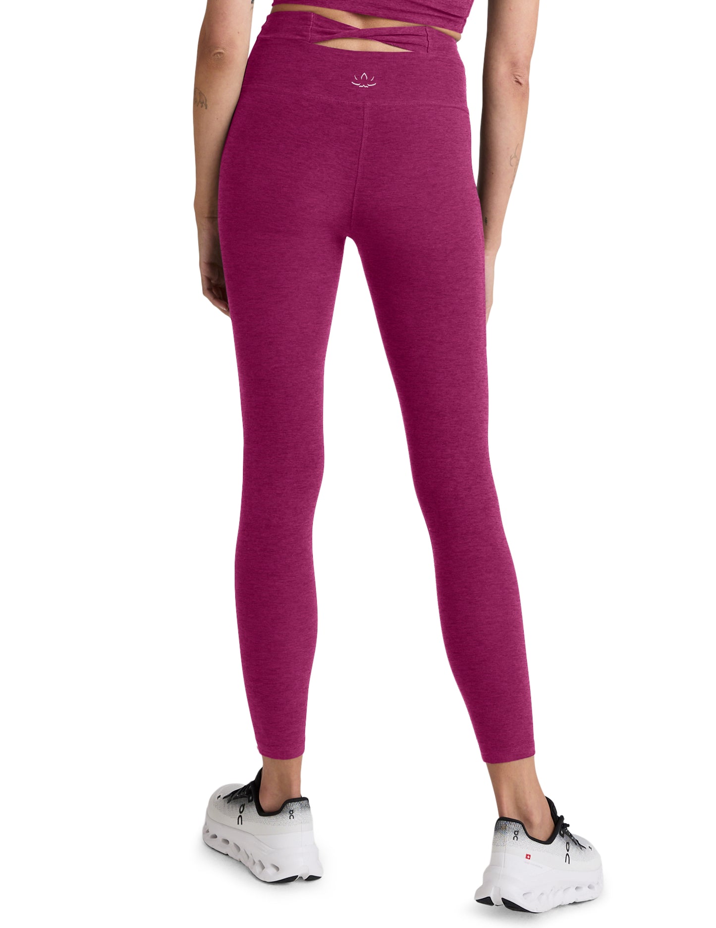 BEYOND YOGA SPACEDYE SPIN OUT LEGGING MAGENTA HEATHER