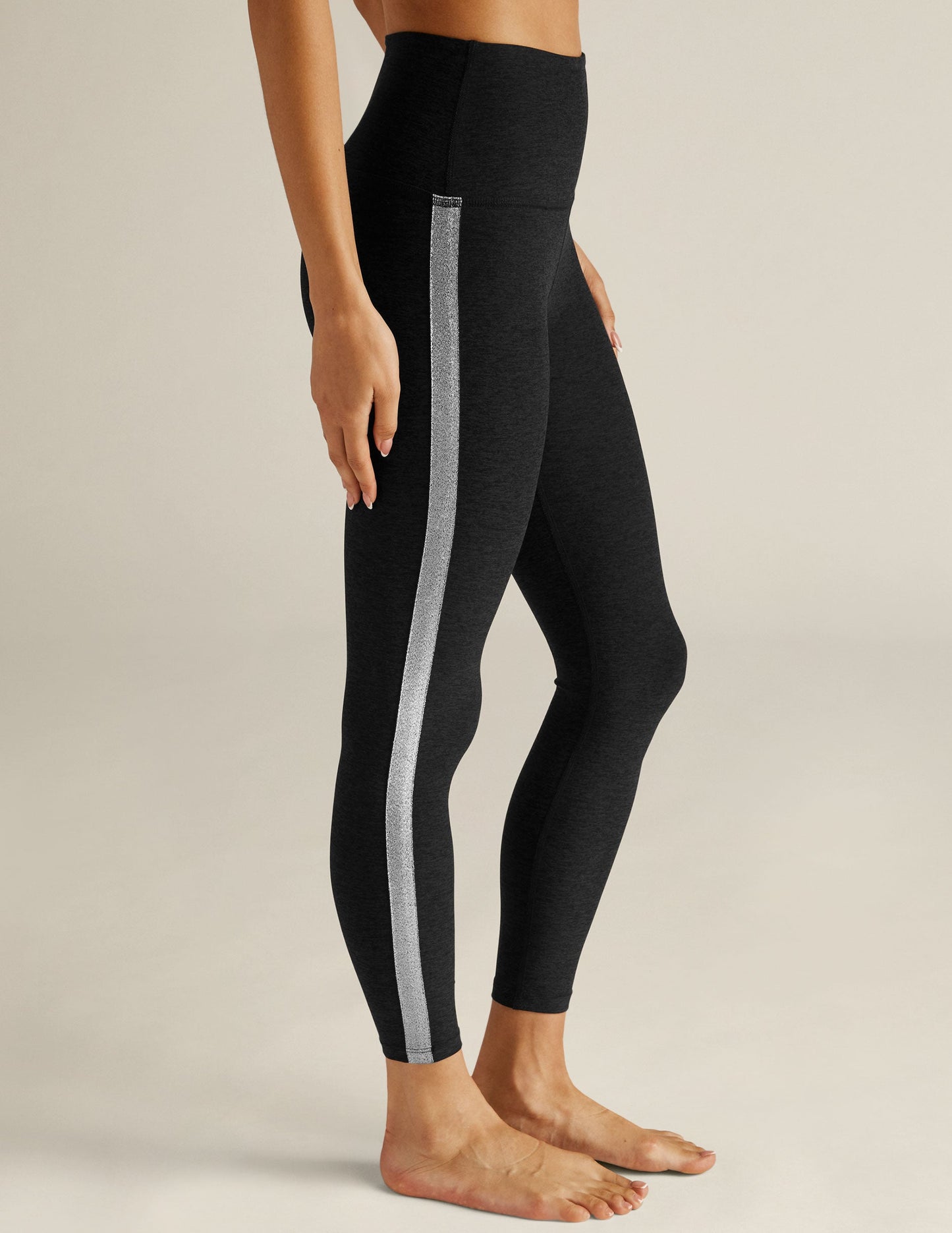 BEYOND YOGA SPACEDYE SHINE ON HIGH WAIST MIDI LEGGING DARKEST NIGHT