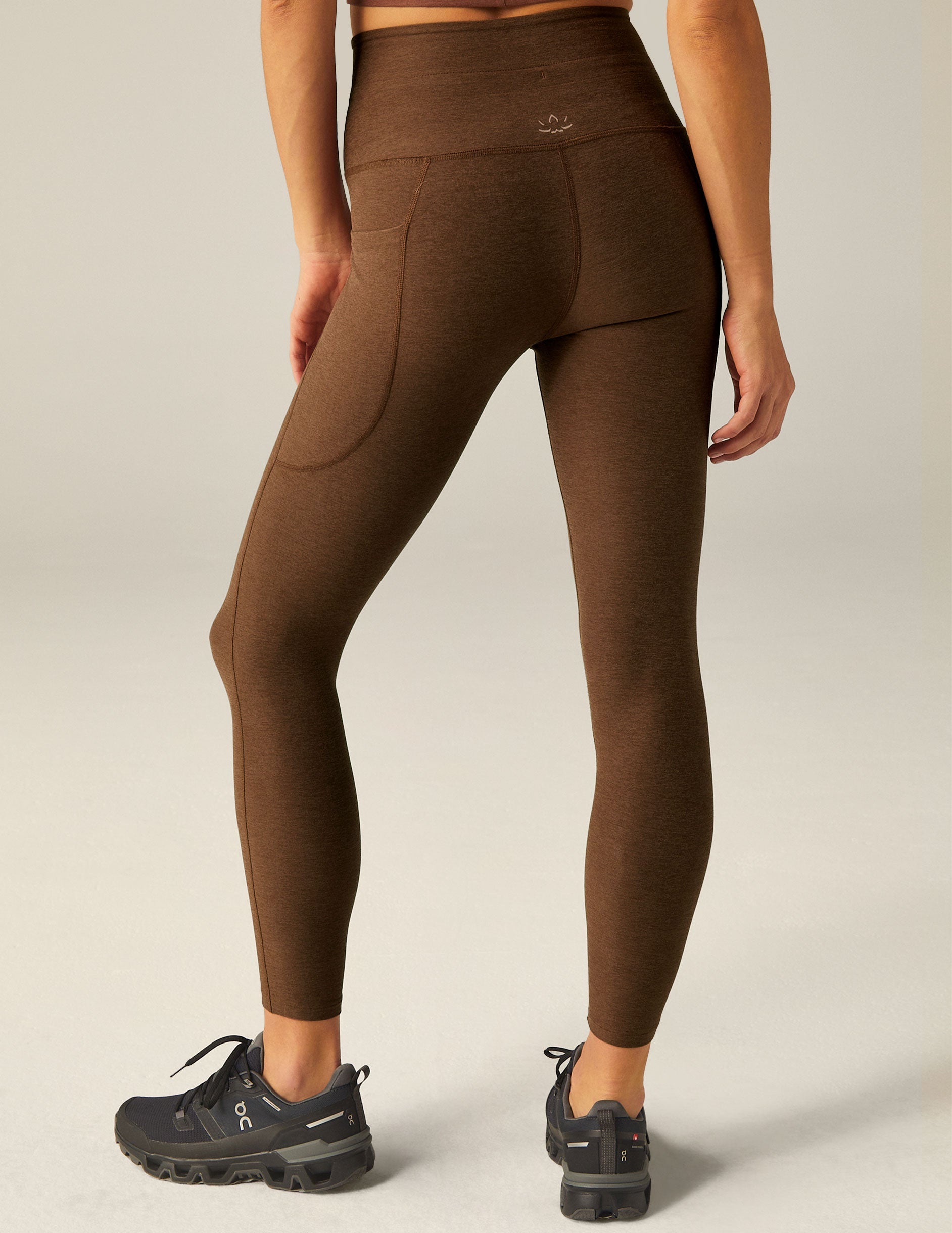 BEYOND YOGA SPACEDYE GO POCKET HIGH WAISTED MIDI LEGGING BOLD MOCHA HEATHER