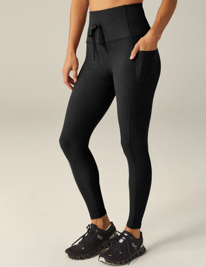 BEYOND YOGA SPACEDYE GO POCKET HIGH WAISTED MIDI LEGGING DARK SPRUCE HEATHER