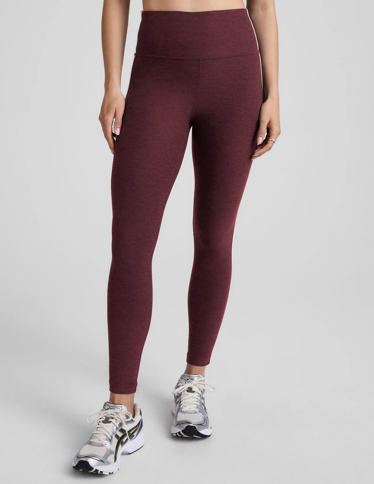 BEYOND YOGA CAUGHT IN THE MIDI HIGH WAISTED LEGGING MIDNIGHT BURGUNDY HEATHER