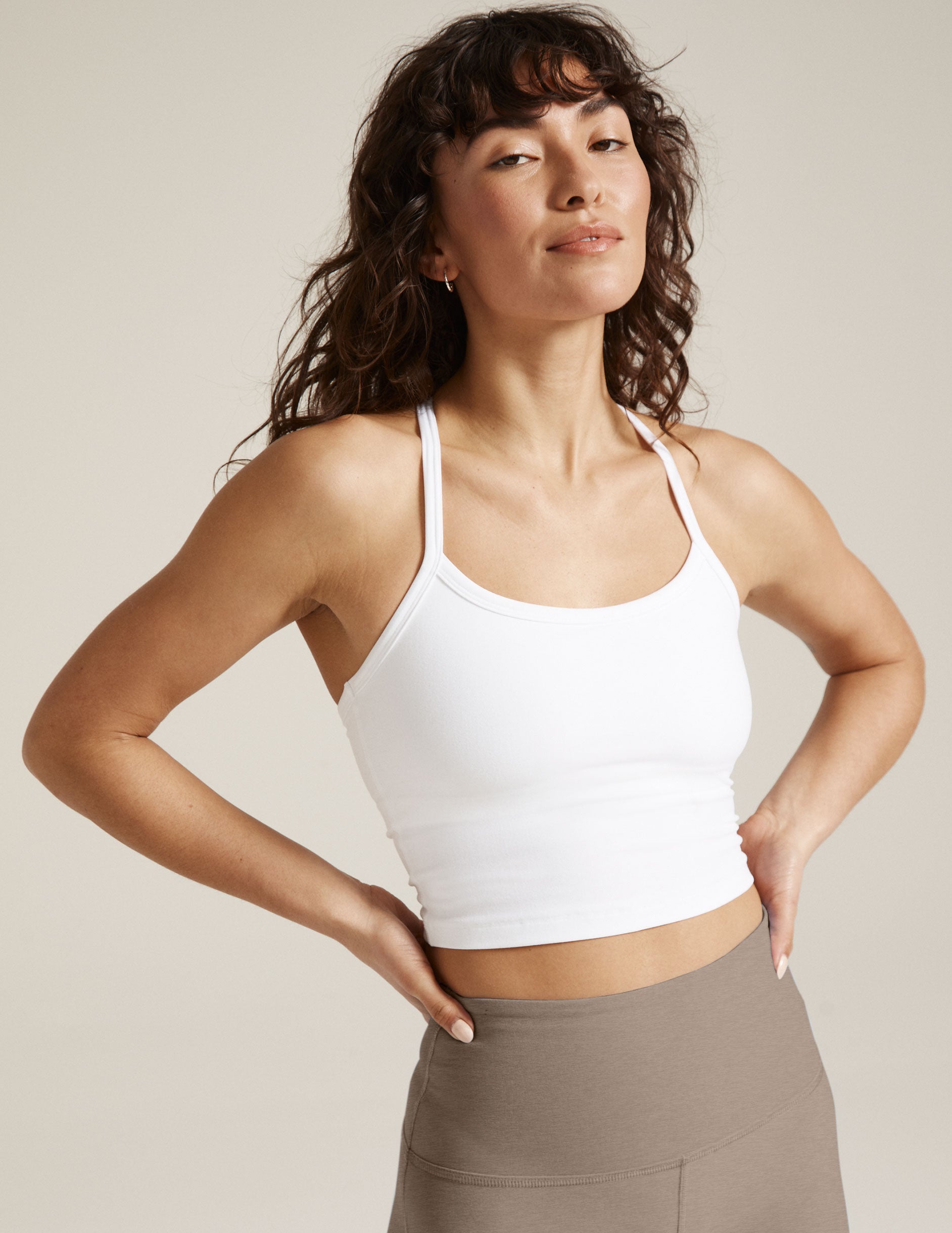 BEYOND YOGA SPACEDYE SLIM RACERBACK TANK CLOUD WHITE