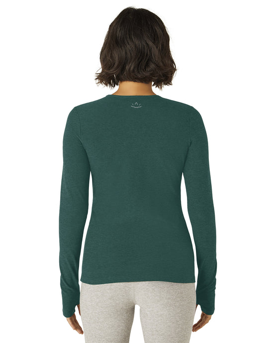 SALE BEYOND YOGA CLASSIC CREW PULLOVER LUNAR TEAL HEATHER