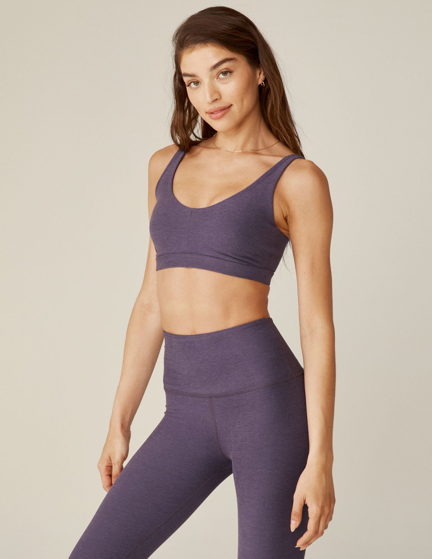 BEYOND YOGA SPACEDYE EMBODY BRA PURPLE HAZE HEATHER