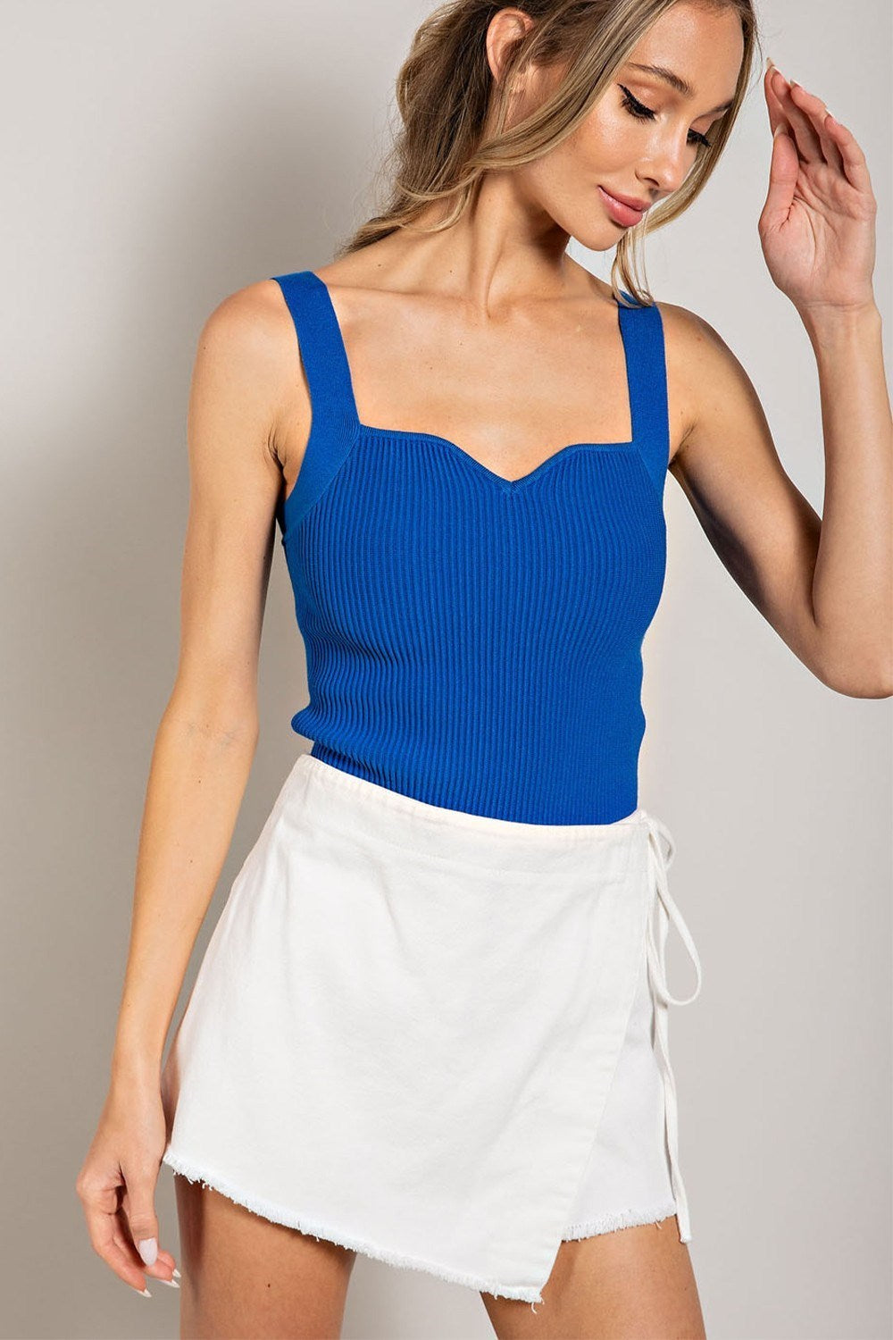 EESOME NECK DETAILED SLEEVELESS TOP OFF ROYAL BLUE