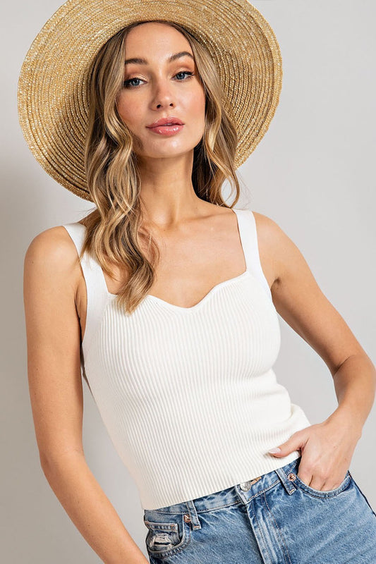 EESOME NECK DETAILED SLEEVELESS TOP OFF WHITE