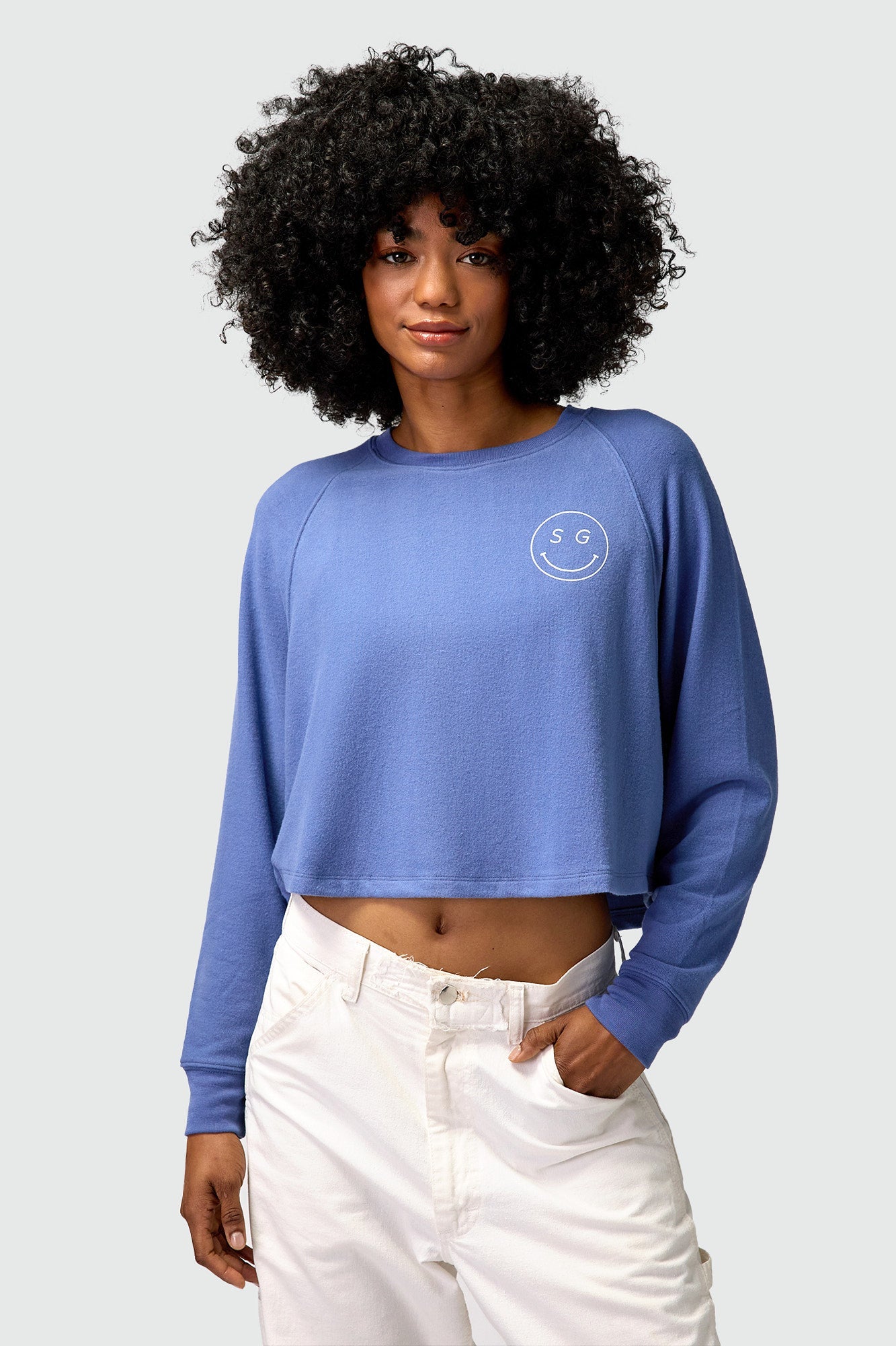 SPIRITUAL GANGSTER SG SMILEY ISABEL LONG SLEEVE PACIFIC BLUE