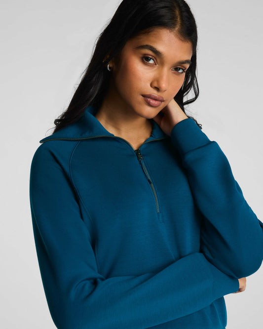 SPANX AIR ESSENTIALS HALF ZIP DEEP COVE