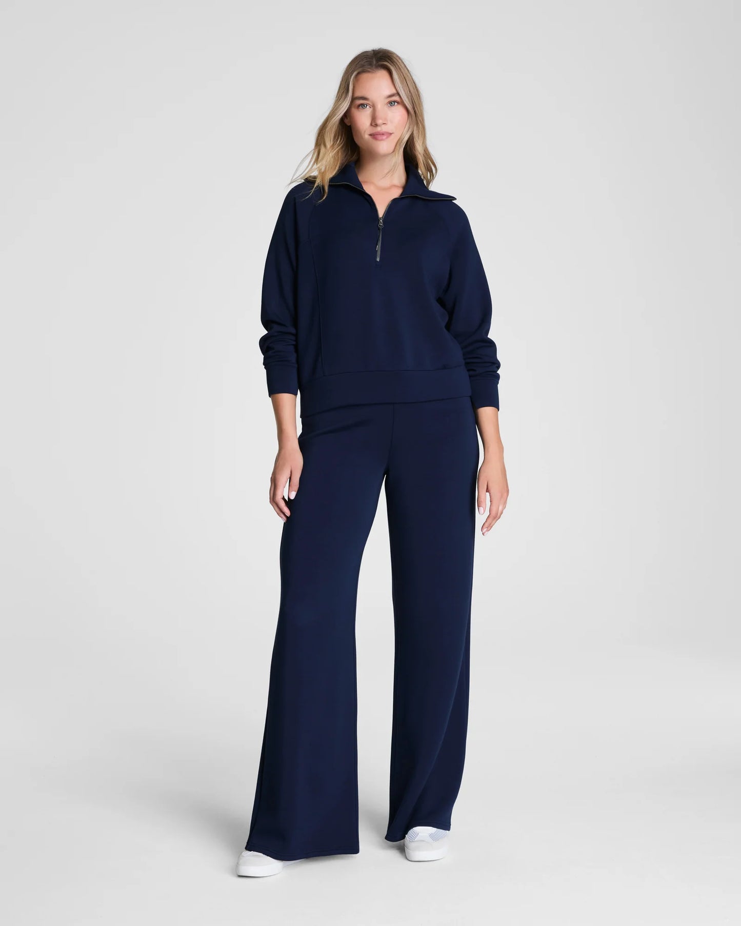 SPANX AIR ESSENTIALS WIDE LEG PANTS NAVY