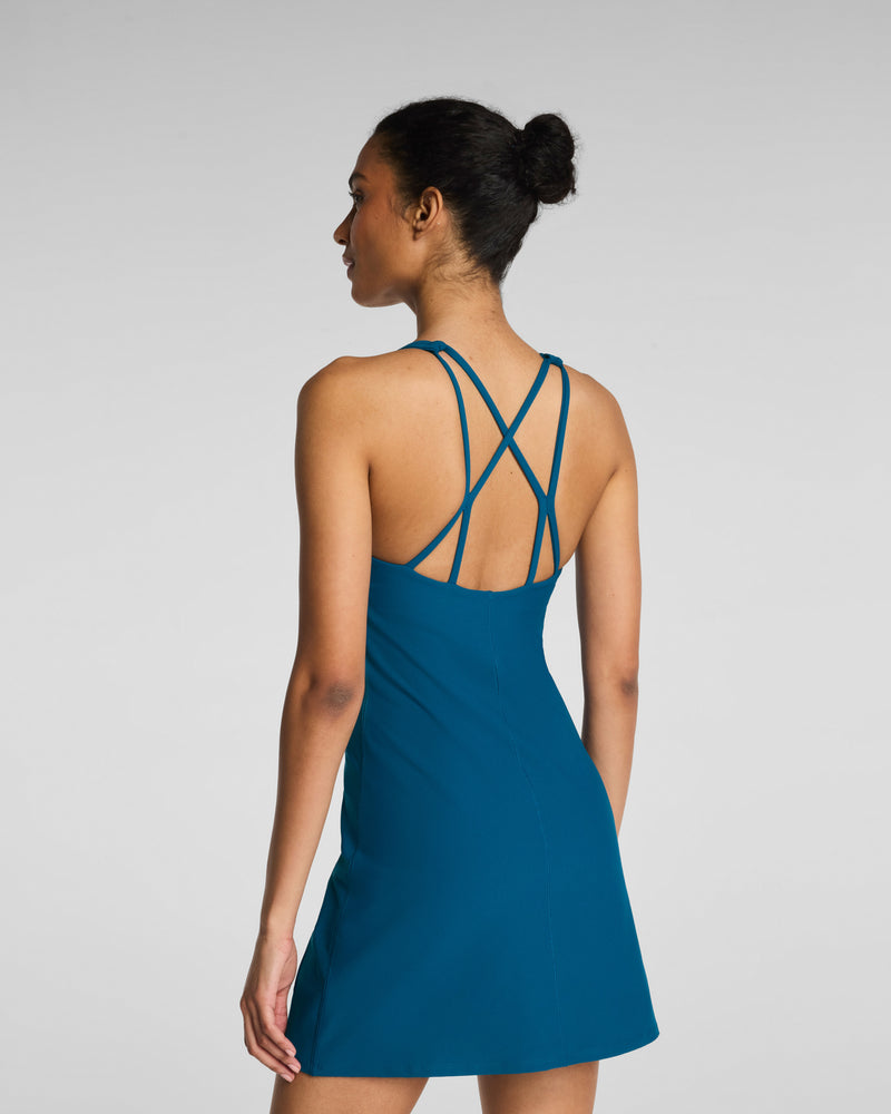 SPANX BOOST UP STRAPPY BACK DRESS DEEP COVE