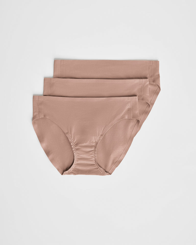 SPANX SMOOTH FIT-TO-YOU COTTON BIKINI 3-PACK BOX CAFE AU LAIT