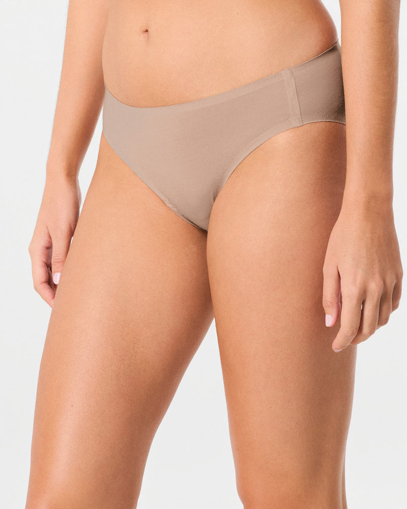 SPANX SMOOTH FIT-TO-YOU COTTON BIKINI 3-PACK BOX TOASTED OATMEAL