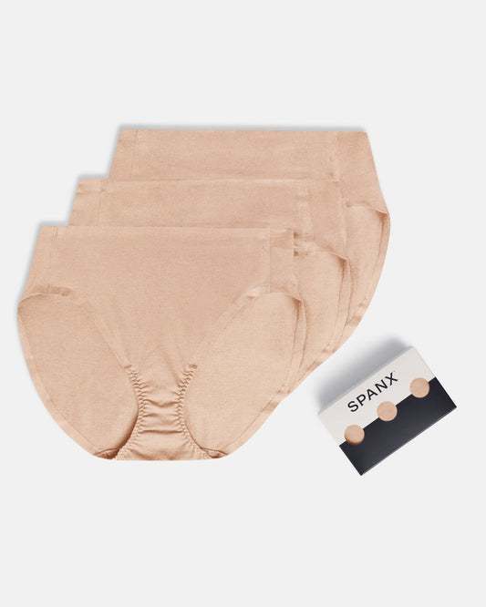 SPANX SMOOTH FIT-TO-YOU COTTON BRIEF 3-PACK BOX CAFE AU LAIT