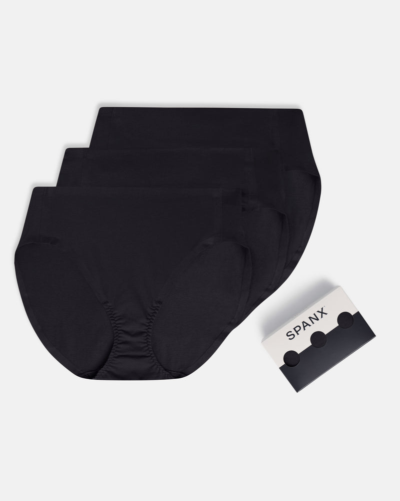 SPANX SMOOTH FIT-TO-YOU COTTON BRIEF 3-PACK BOX VERY BLACK
