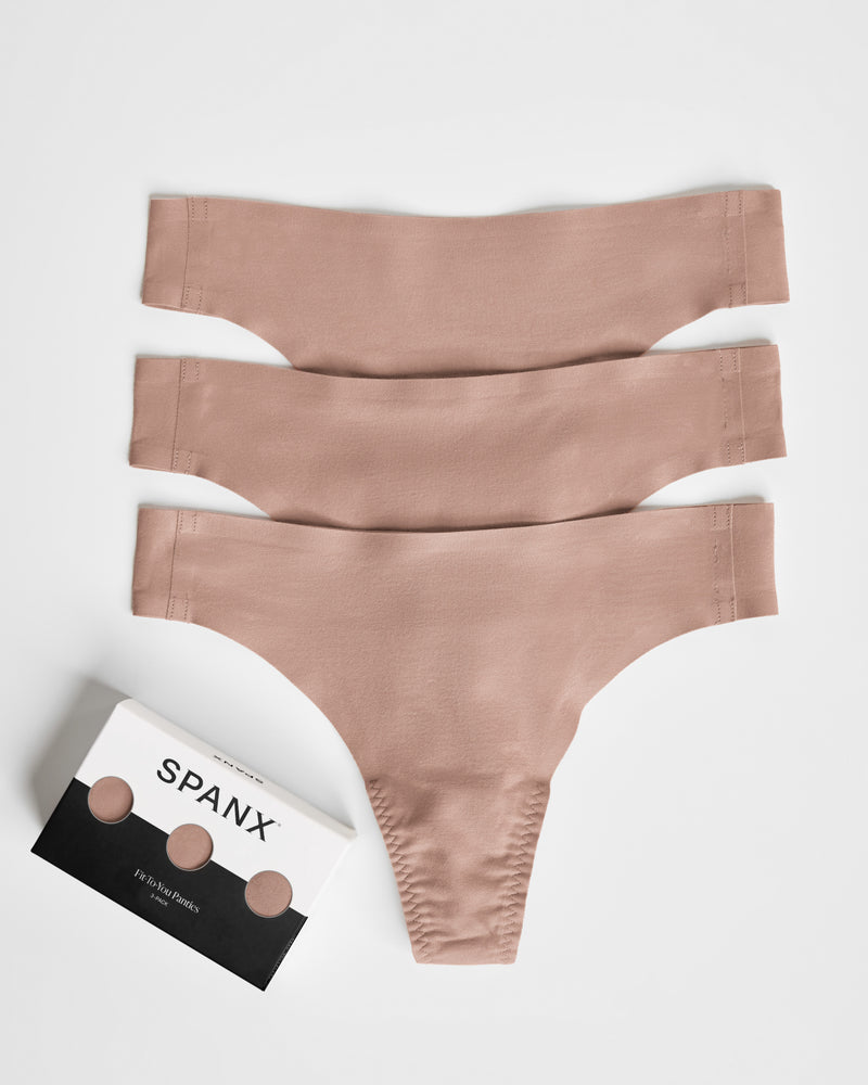 SPANX SMOOTH FIT-TO-YOU THONG 3-PACK BOX CAFE AU LAIT