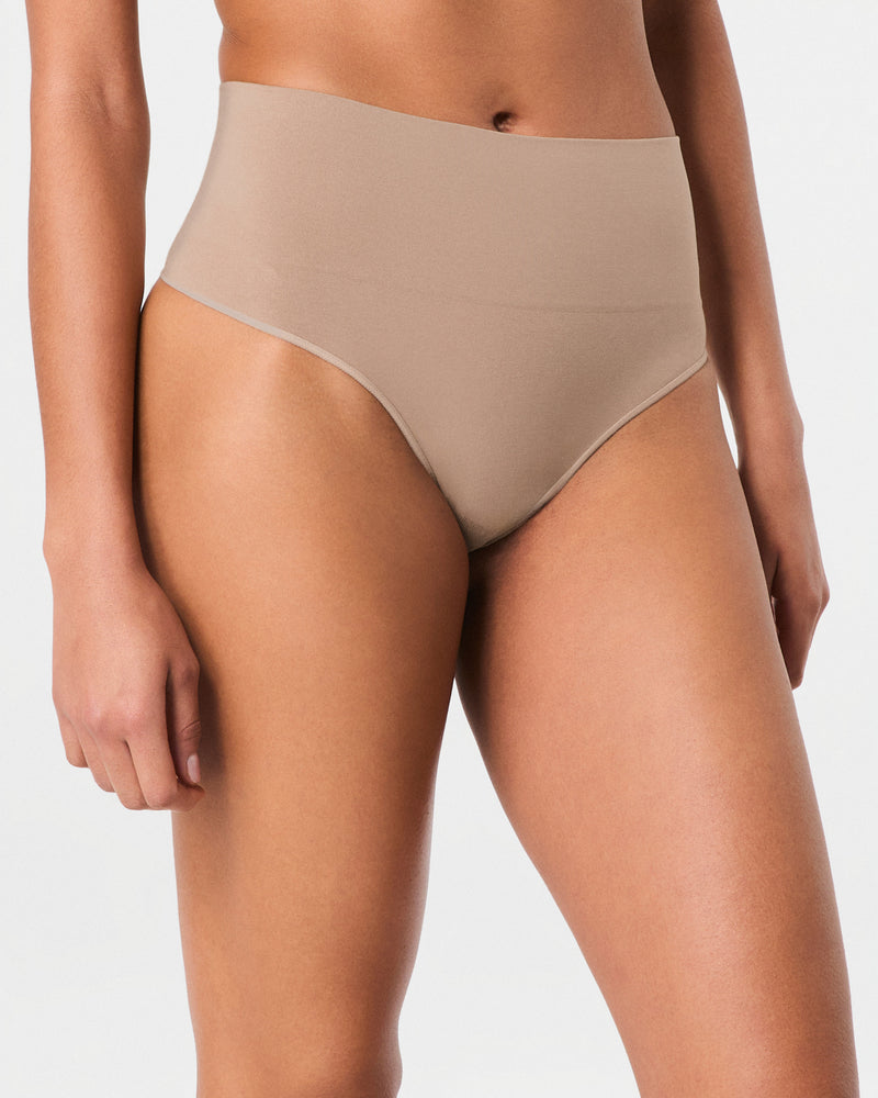 SPANX SUPIMA SHAPING COTTON THONG TOASTED OATMEAL