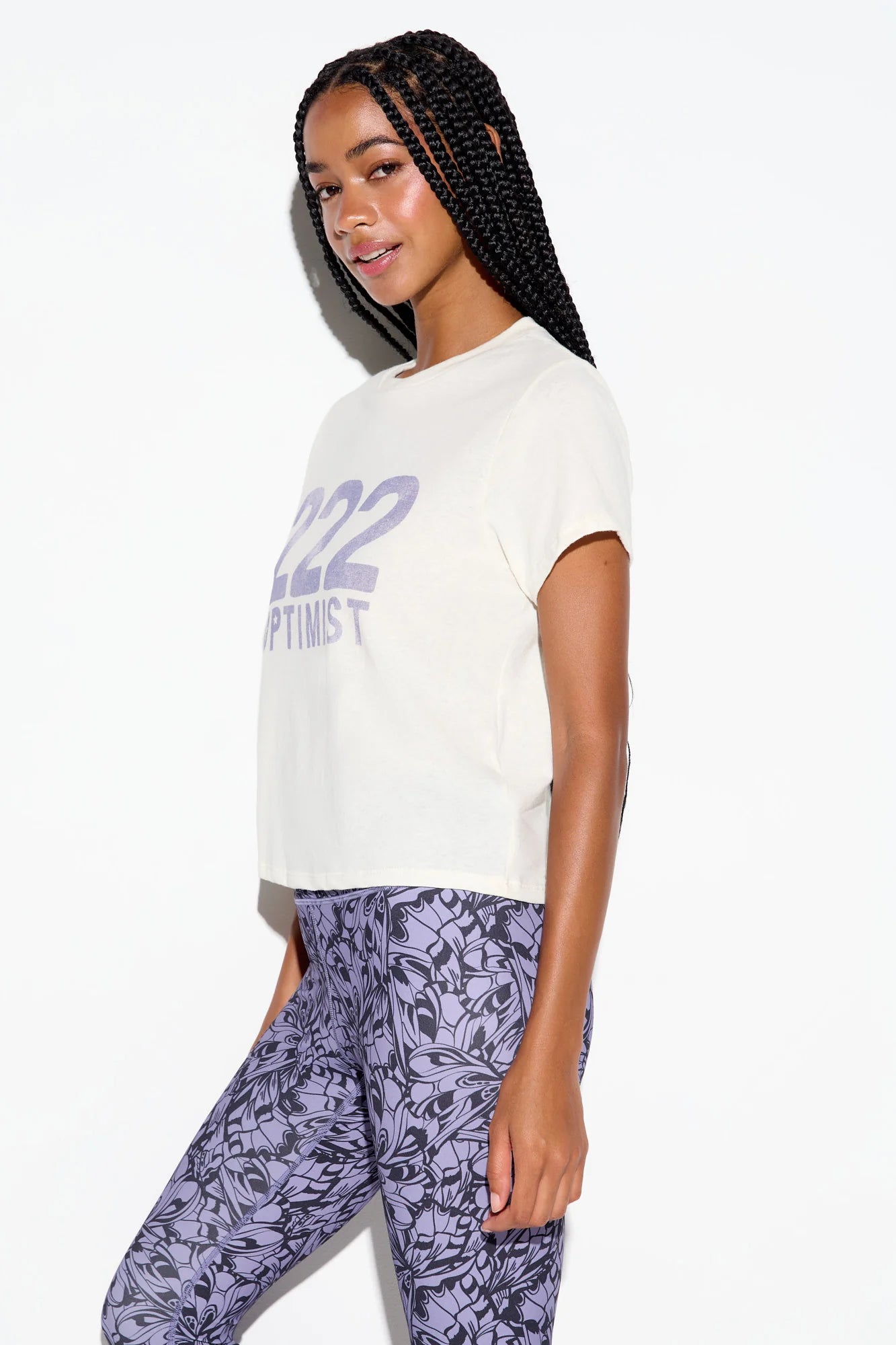 SPIRITUAL GANGSTER 222 OPTIMIST LILA TEE WHITE