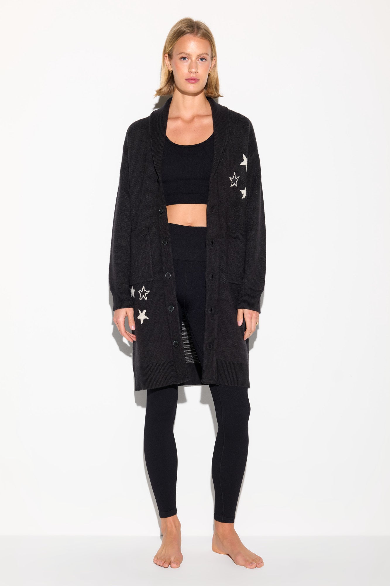 SPIRITUAL GANGSTER DIVINE EYE ESTELLE CARDIGAN BLACK