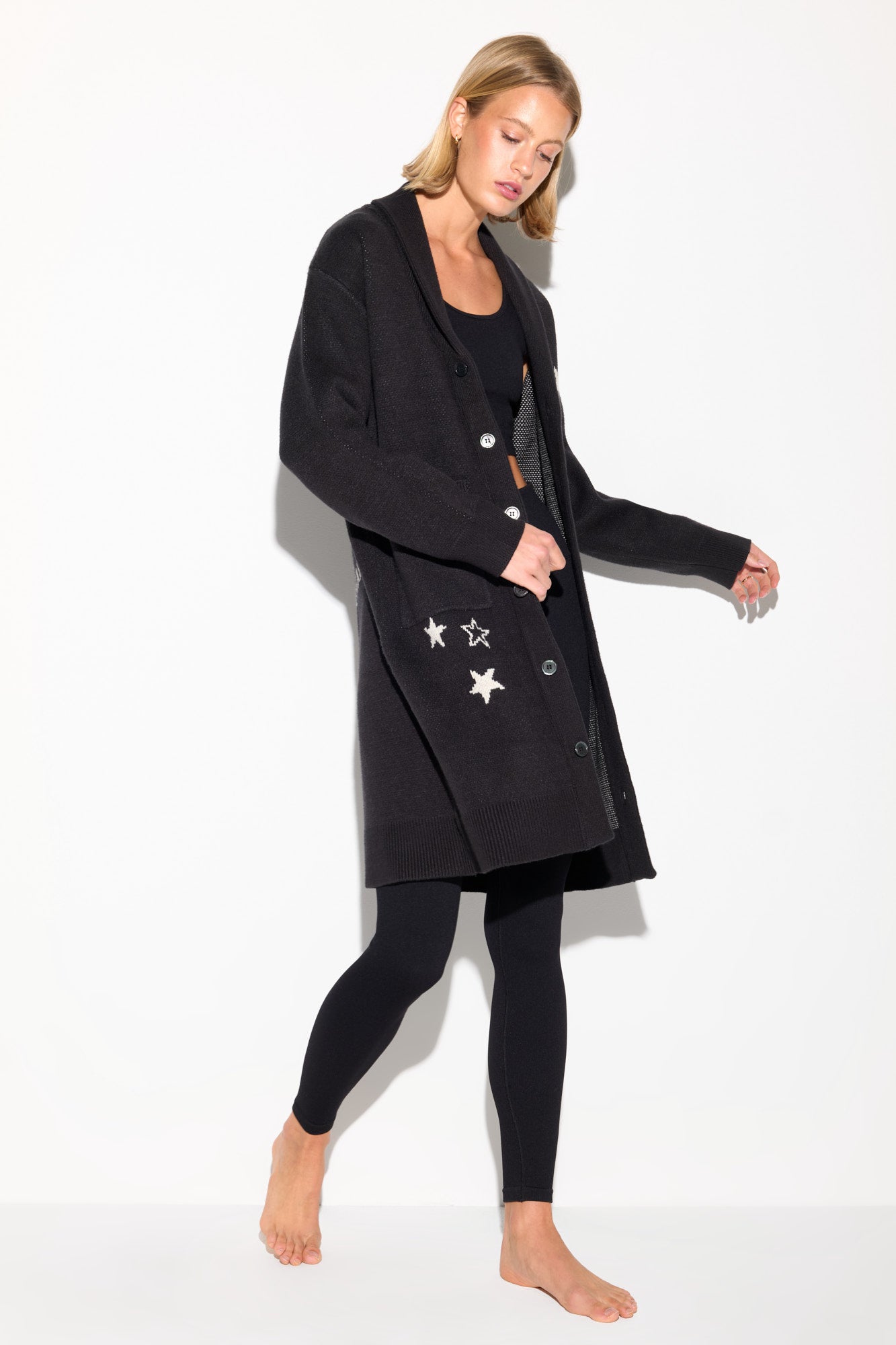 SPIRITUAL GANGSTER DIVINE EYE ESTELLE CARDIGAN BLACK