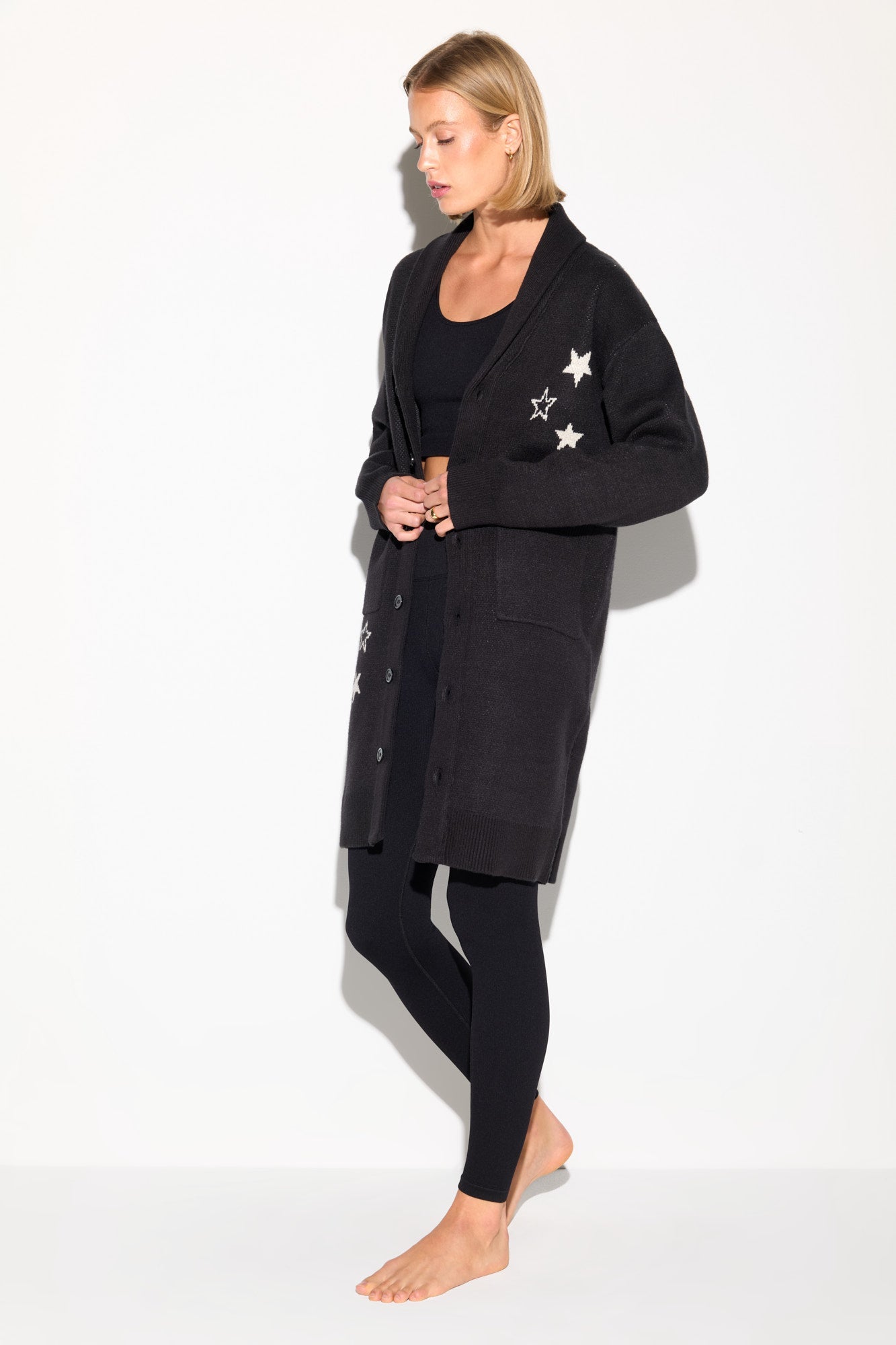 SPIRITUAL GANGSTER DIVINE EYE ESTELLE CARDIGAN BLACK