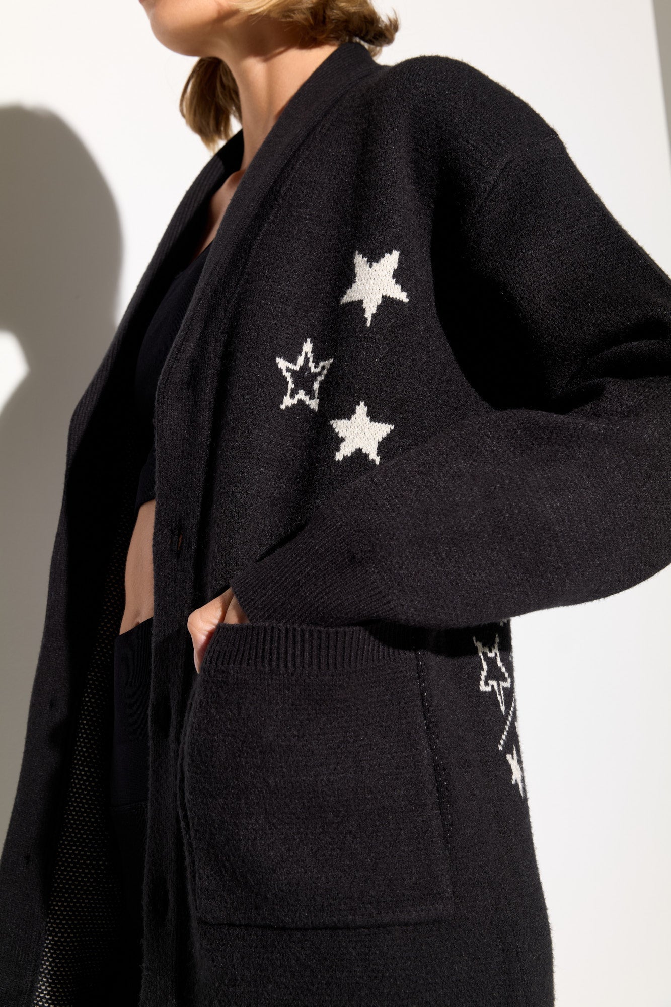 SPIRITUAL GANGSTER DIVINE EYE ESTELLE CARDIGAN BLACK