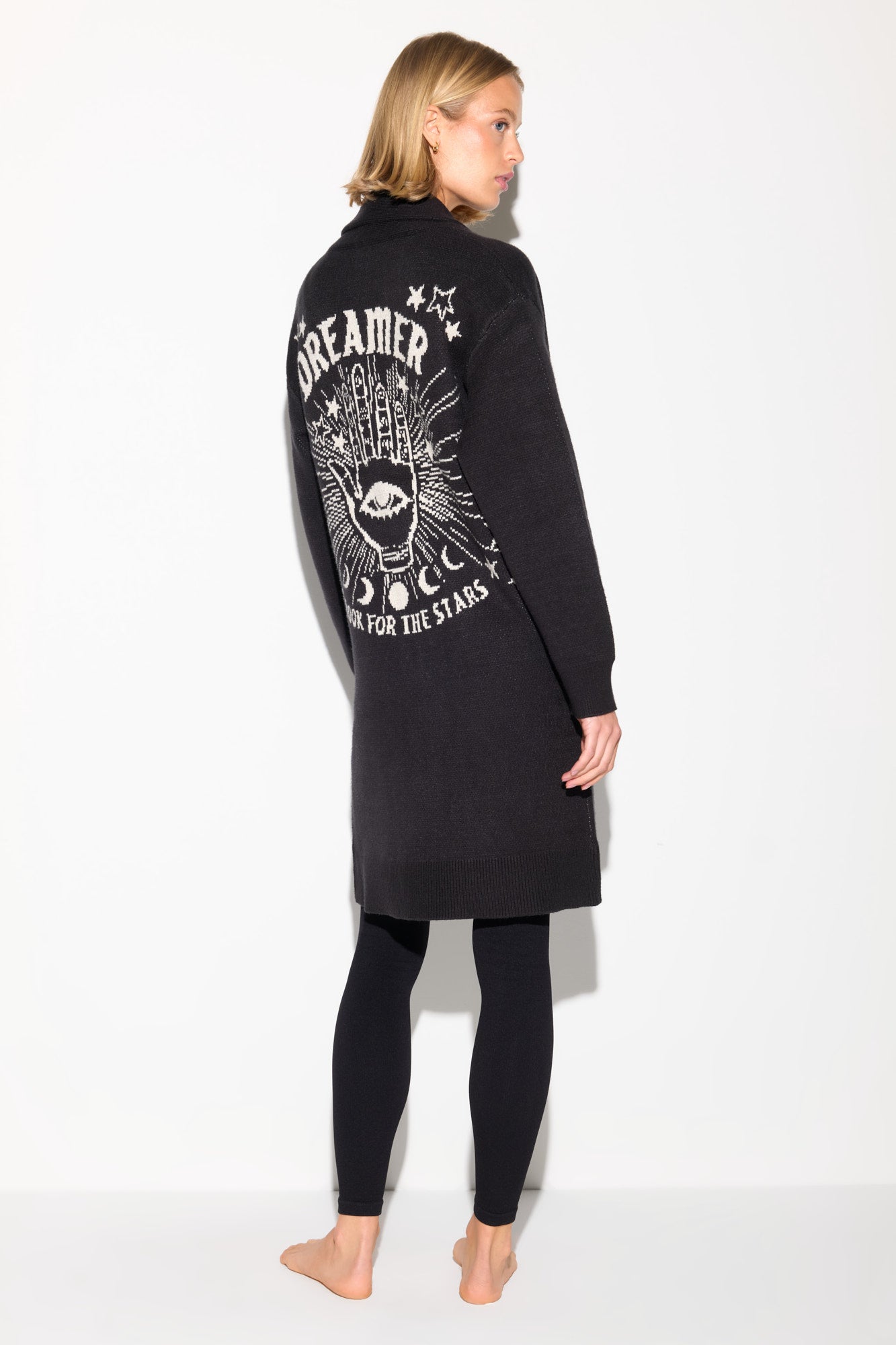 SPIRITUAL GANGSTER DIVINE EYE ESTELLE CARDIGAN BLACK
