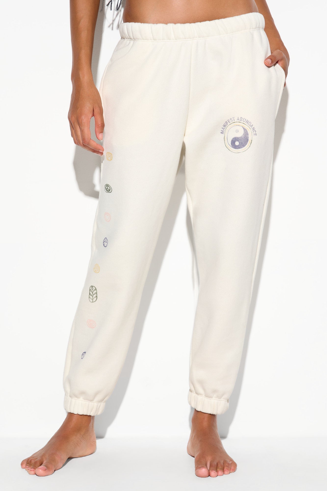 SPIRITUAL GANGSTER EARTH ENERGY BOWIE SWEATPANT VINTAGE WHITE