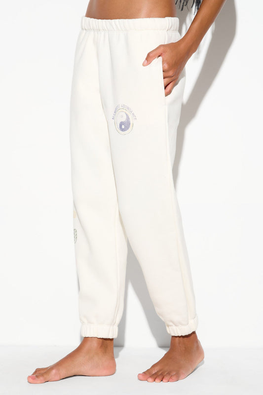 SPIRITUAL GANGSTER EARTH ENERGY BOWIE SWEATPANT VINTAGE WHITE