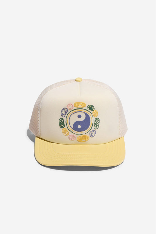 SPIRITUAL GANGSTER EARTH ENERGY TRUCKER HAT FRENCH VANILLA