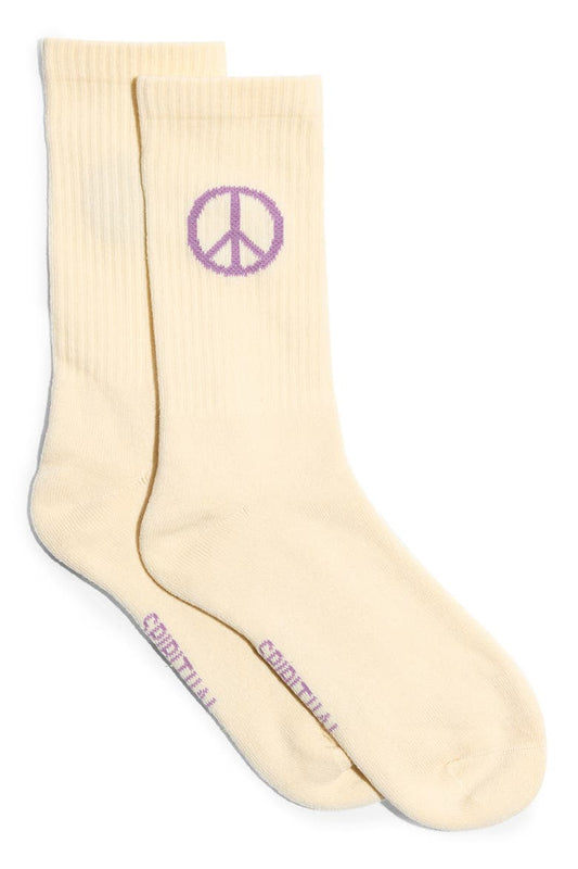 SPIRITUAL GANGSTER FIND PEACE CREW SOCKS VINTAGE WHITE