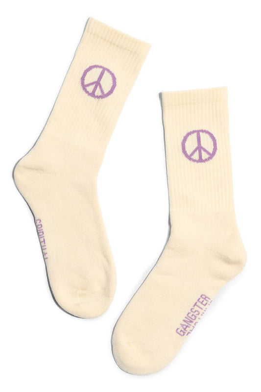 SPIRITUAL GANGSTER FIND PEACE CREW SOCKS VINTAGE WHITE