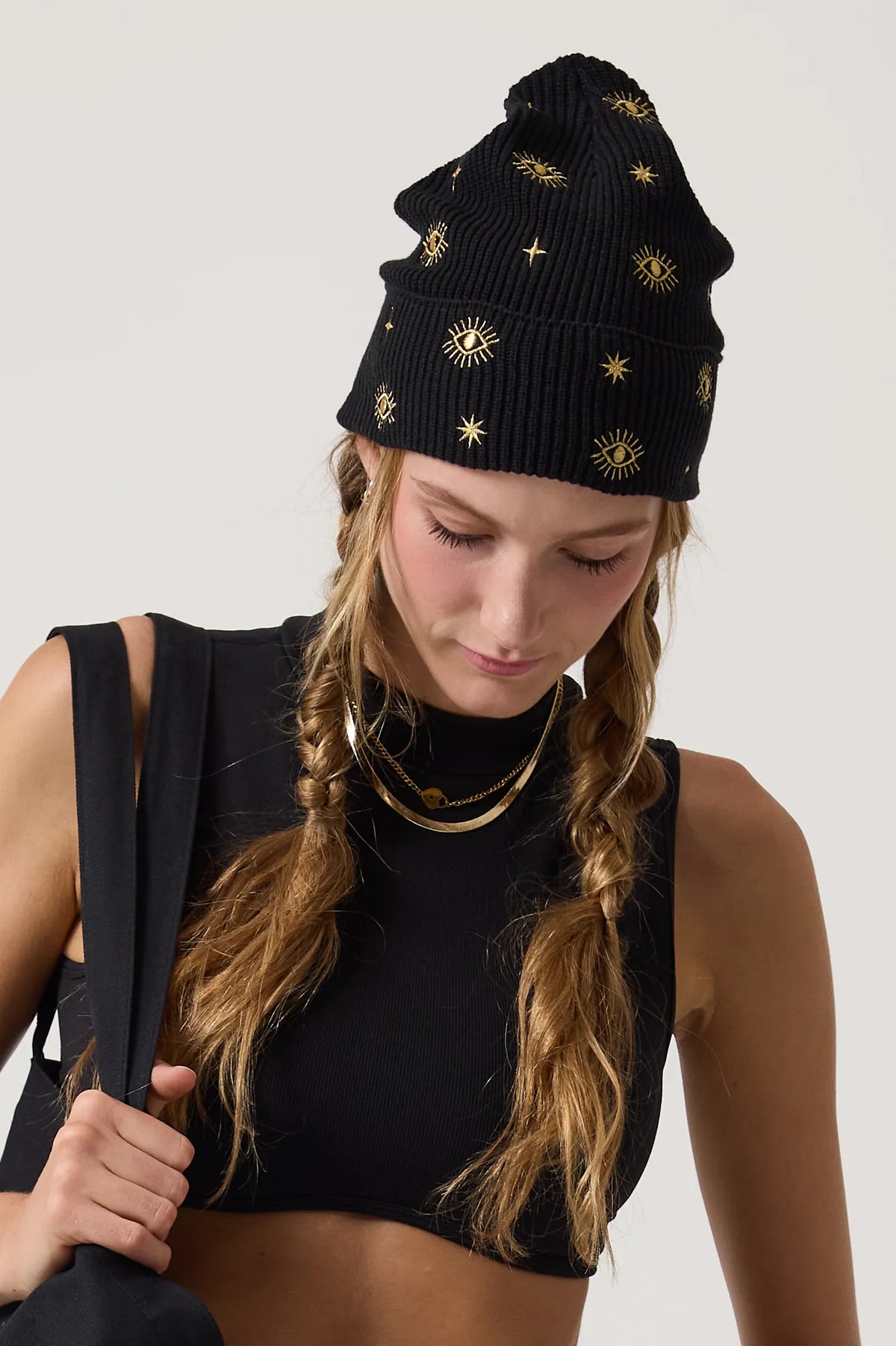SPIRITUAL GANGSTER HIGH VIBES COTTON KNIT BEANIE BLACK