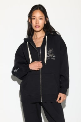 SPIRITUAL GANGSTER LIVE FREE BOYFRIEND FULL ZIP JACKET BLACK