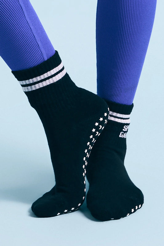SPIRITUAL GANGSTER LOGO STUDIO GRIP SOCK BLACK
