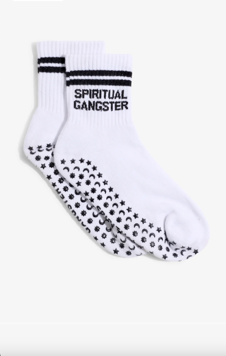 SPIRITUAL GANGSTER LOGO STUDIO GRIP SOCK WHITE